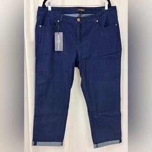 Measure & Made Dark Rinse Wash Rolled Crop Mid Rise Hourglass Shape Jean 20 NWT